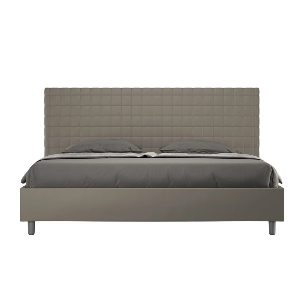 BS COM Letto matrimoniale king size con rete imbottito 200x210 similpelle cappuccino