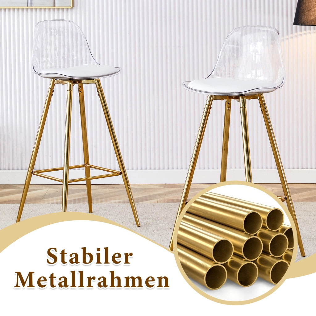 SGABELLI BAR Set da 2 pezzi Oro/Trasparente Metallo e Plastica