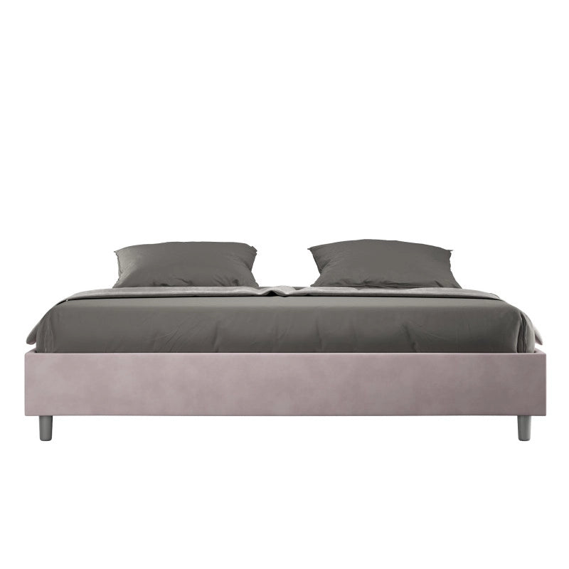 Letto imbottito Matrimoniale 200x200 cm Azelia - Senza rete,Glicine,Microfibra