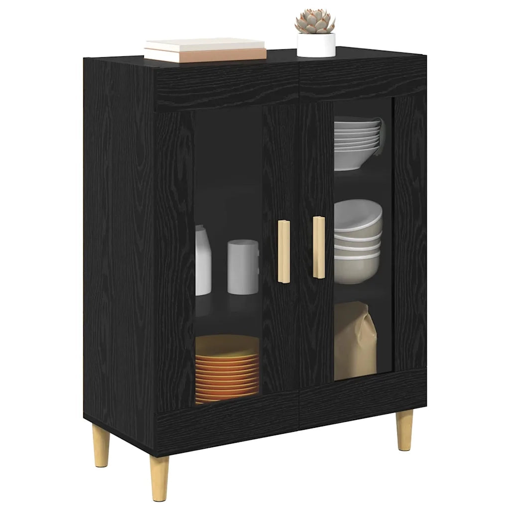 Credenza | Madia | Buffet da pranzo | Armadio da pranzo Rovere Nero 69,5 x 34 x 90 cm Legno multistrato