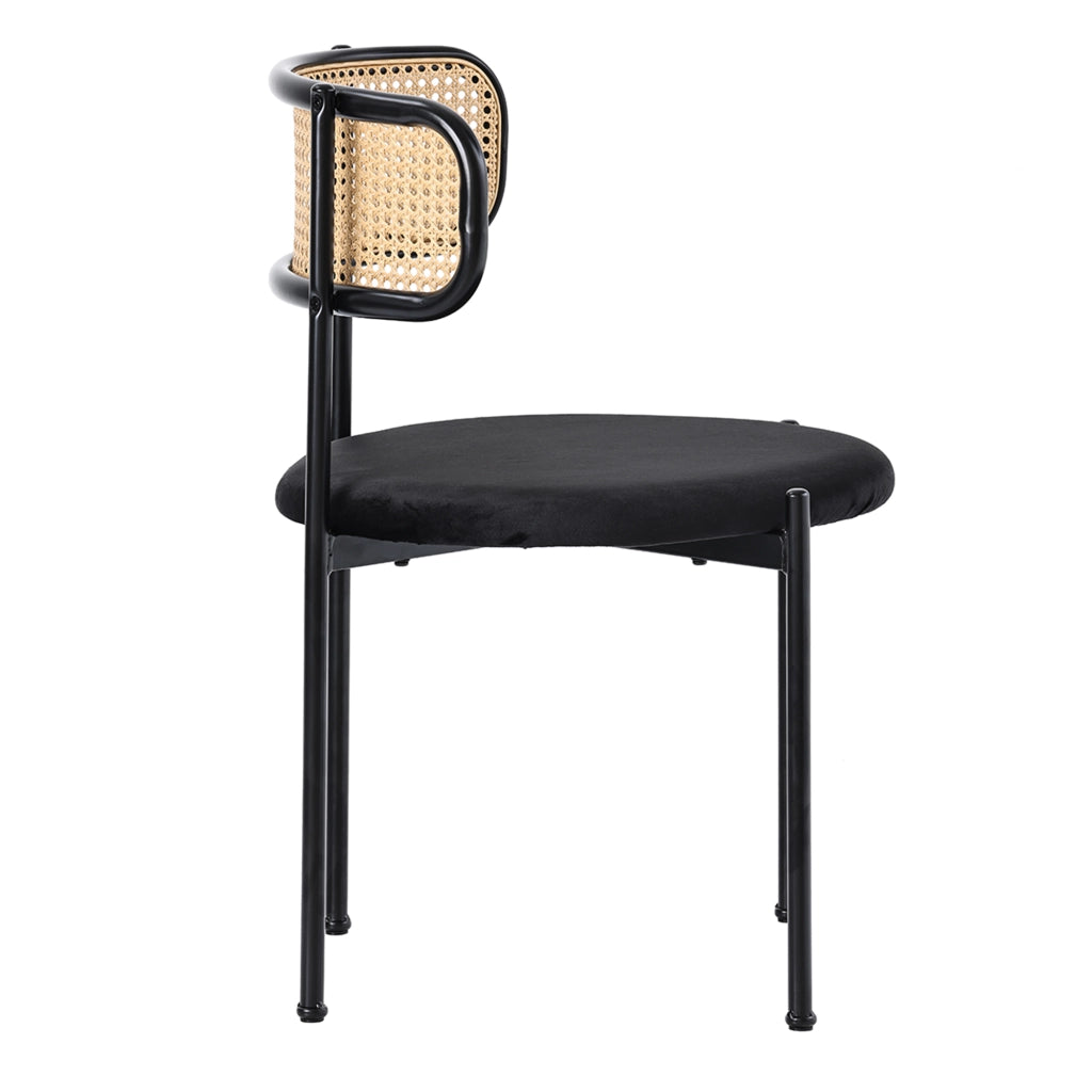 Set 6 Sedie da Pranzo in Velluto ¨C Xylo ¨C Gambe in Metallo, Nero
