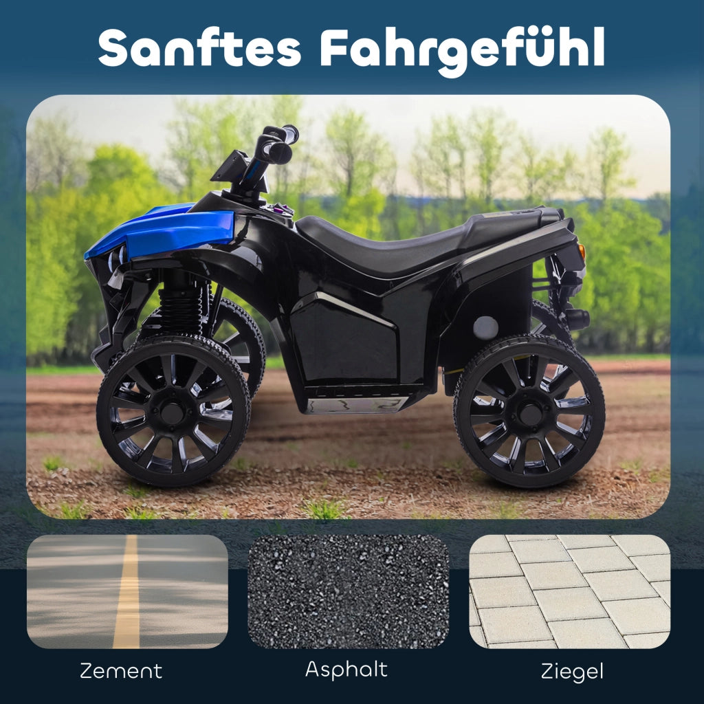 Quad Elettrico per Bambini 6V con Marcia Avanti e Retromarcia Luci LED e Musica Colore Blu Robusto e Sicuro