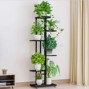 Scaffalatura per piante - Alta e bassa piattaforma per vaso per giardino terrazza balcone - Interno e esterno - 6 livelli 7 vasi - Grigio scuro.