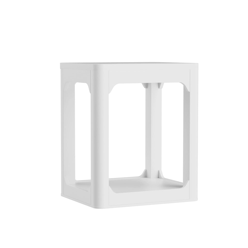 Set 2 Tavolini Comodini, Bianco, 50x40x60 cm, Piano 3 cm, Doppio Ripiano, per Soggiorno e Camera da Letto
