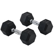 Set 2 Manubri Esagonali da 8 kg in Metallo e Gomma Nero