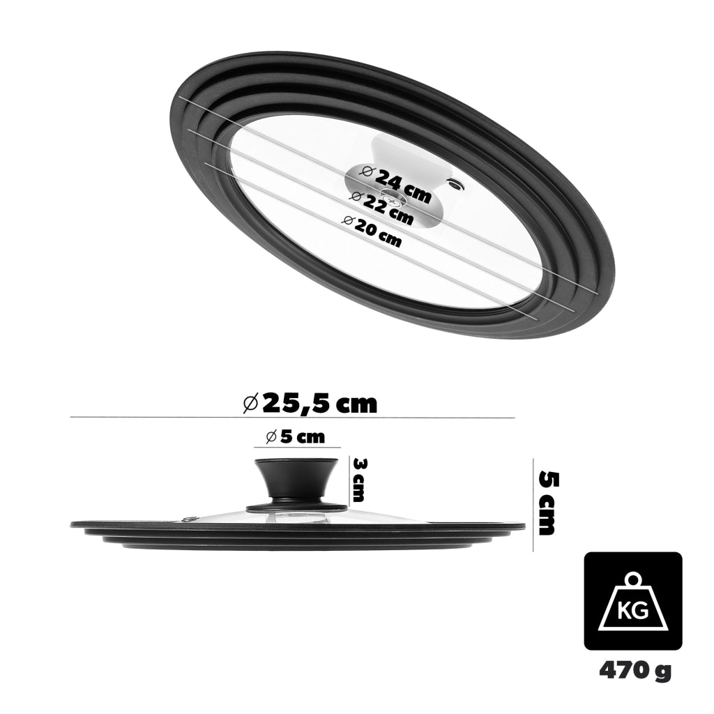 KADAX Coperchio in vetro e silicone 20/22/24 cm