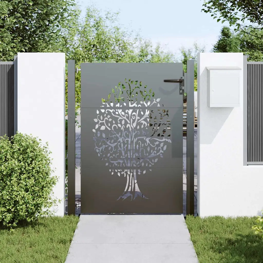 Cancello da giardino con blocco Nero 110 x 155 cm CFW3003709