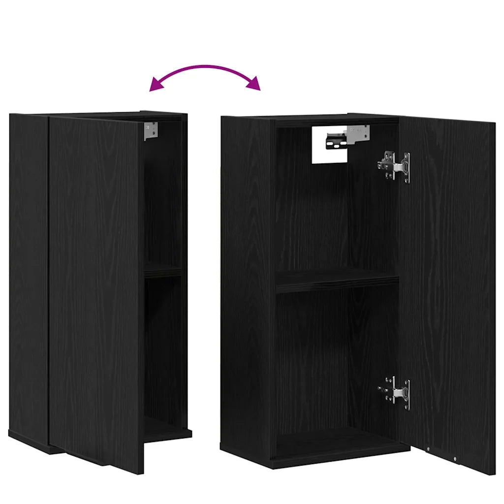 Mobile contenitore a parete in legno composito 32 x 20 x 67 cm salvaspazio design classico in legno nero 02_0051806