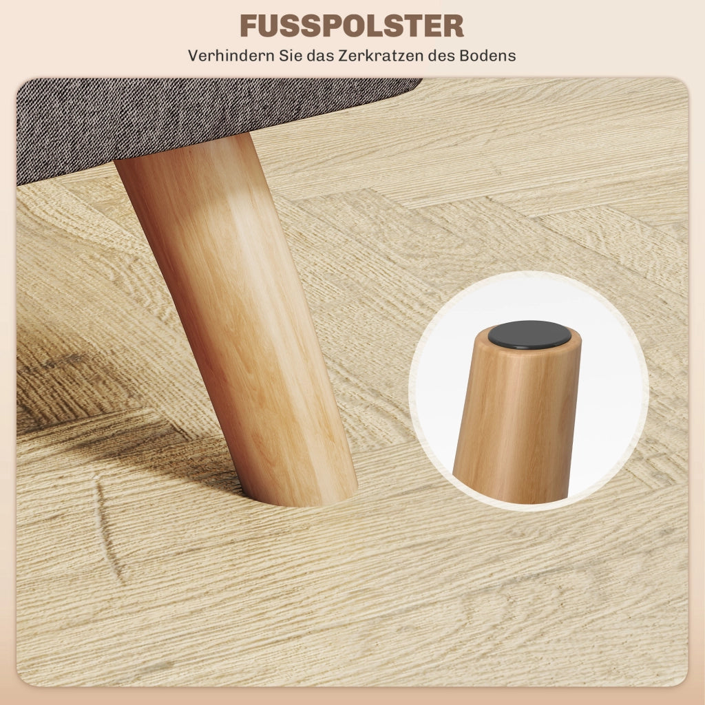 Pouf con rivestimento in lino e gambe in legno ¨C Minimal ¨C Grigio