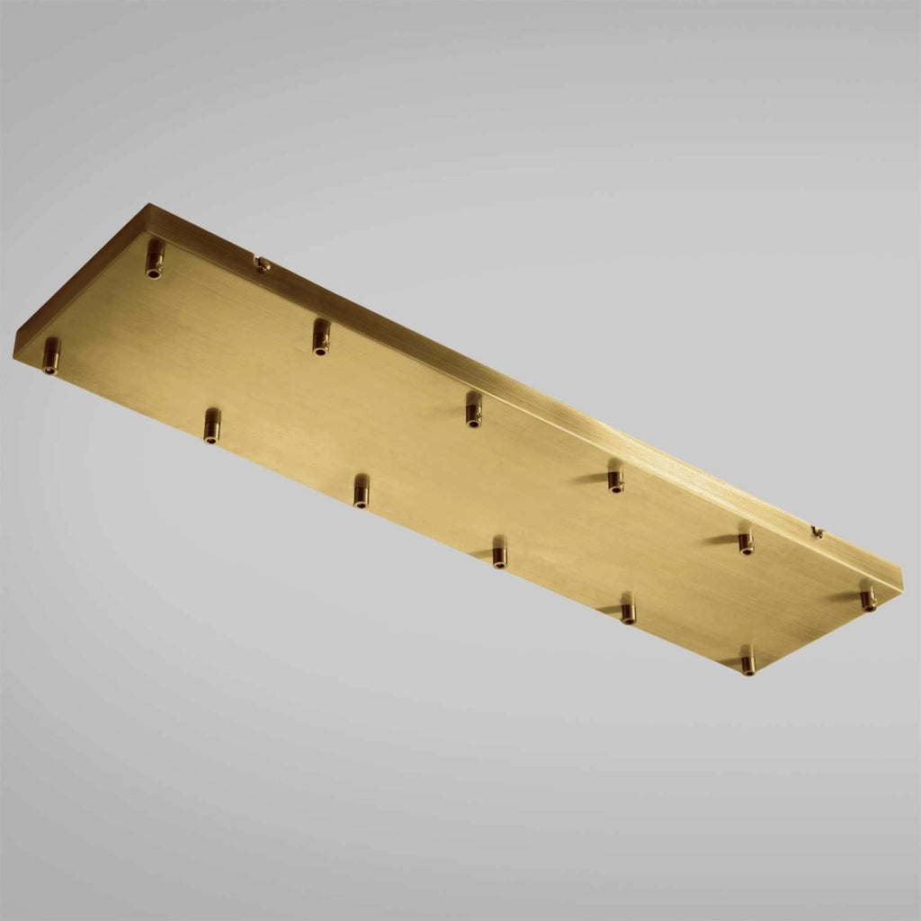 Rosone Rettangolare Ofelia Mini B R/12 - Base per Lampada a Sospensione con 12 Fori, Finitura Ottone, Grado IP20 - Gealuce