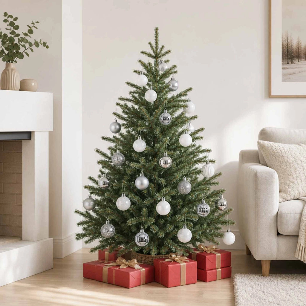 Set di Palline di Natale 100 pz Bianco e Grigio 4 cm 42050632