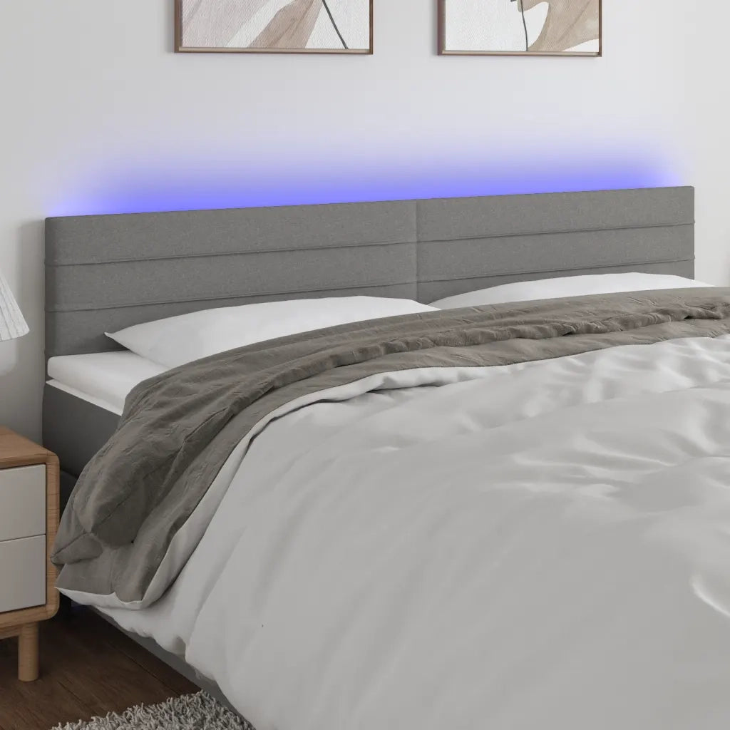 Testiera a LED Grigio Scuro 180x5x78/88 cm in Tessuto 3121767