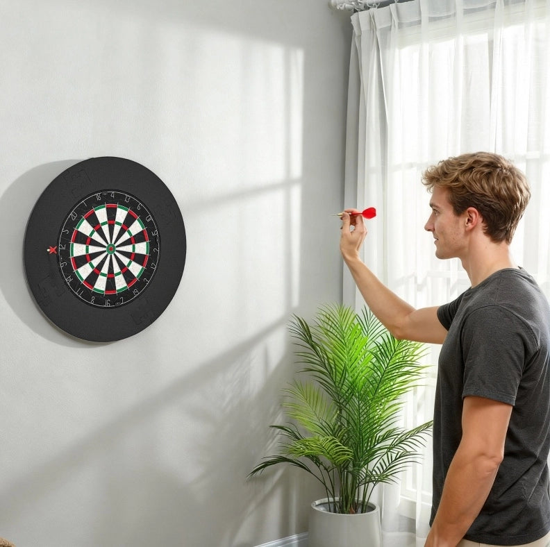 Set bersaglio per freccette 71,5 cm nero in sisal e plastica, con anello protettivo
