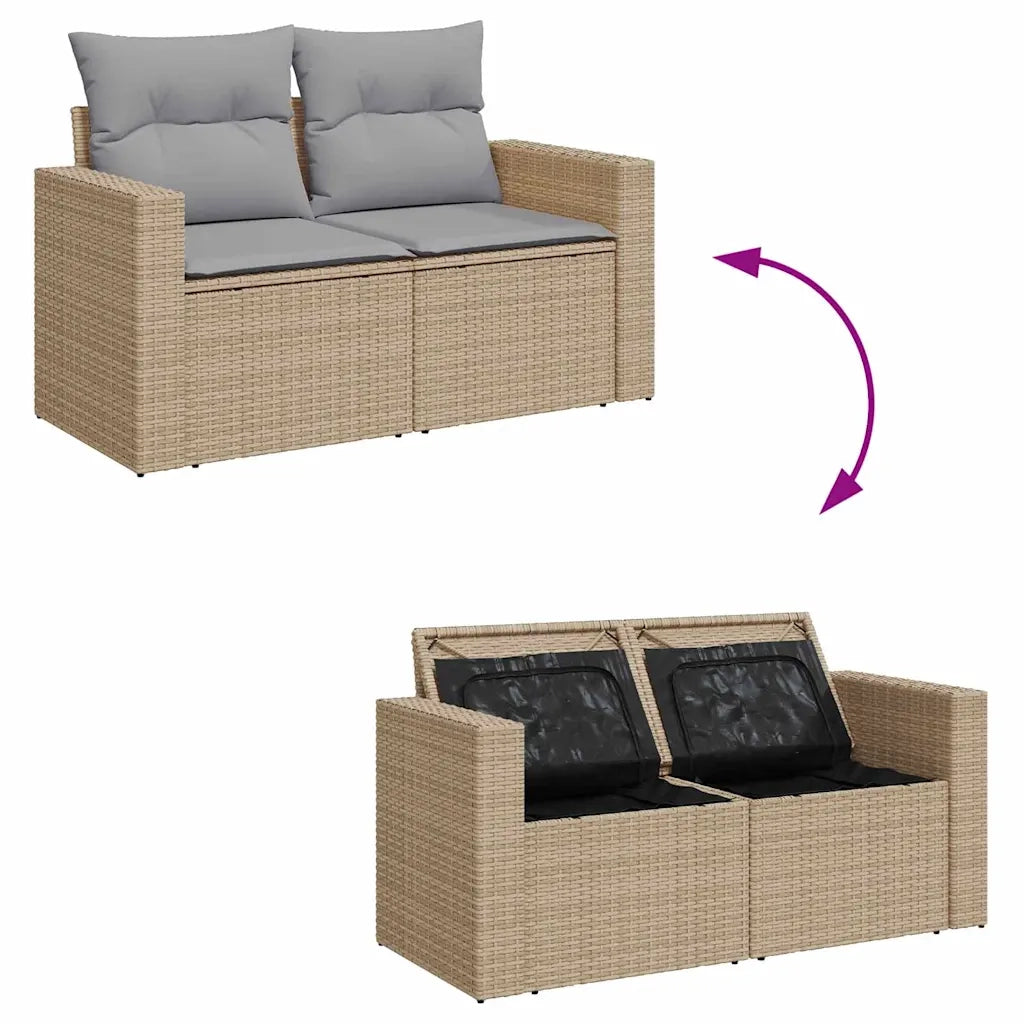 Set Divano da Giardino 12 pcs Beige e Grigio Chiaro polyrattan 3363592