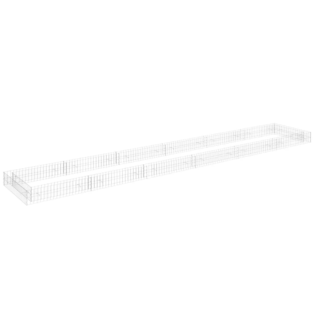Aiuola rialzata in gabbione di acciaio zincato 600 x 100 x 20 cm Argento 02_0039898