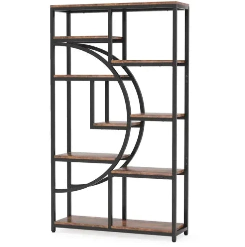 Libreria geometrica a 9 ripiani in metallo e legno