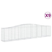 Set di 9 gabbioni ad arco per recinzione gabbia o muro di contenimento 400 x 50 x 80/100 cm ferro zincato argento 02_0041324