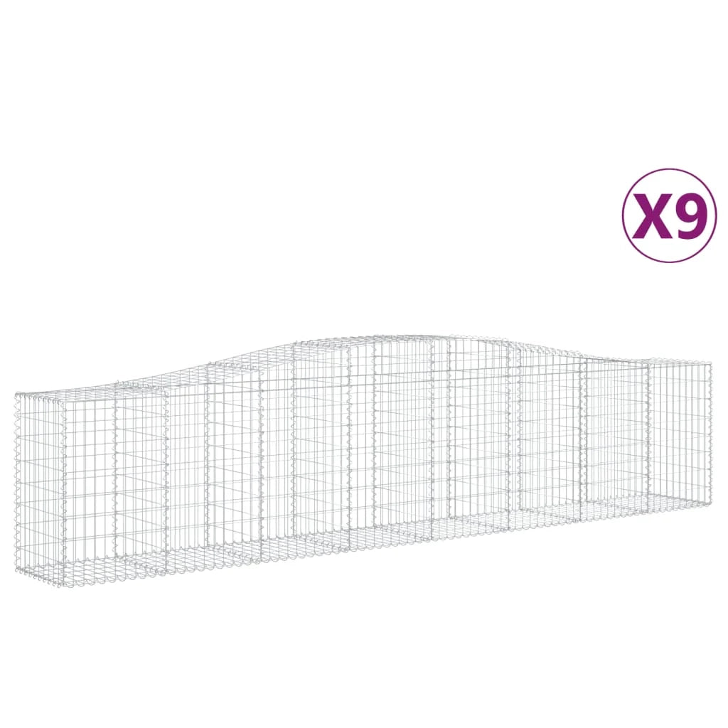 Set di 9 gabbioni ad arco per recinzione gabbia o muro di contenimento 400 x 50 x 80/100 cm ferro zincato argento 02_0041324
