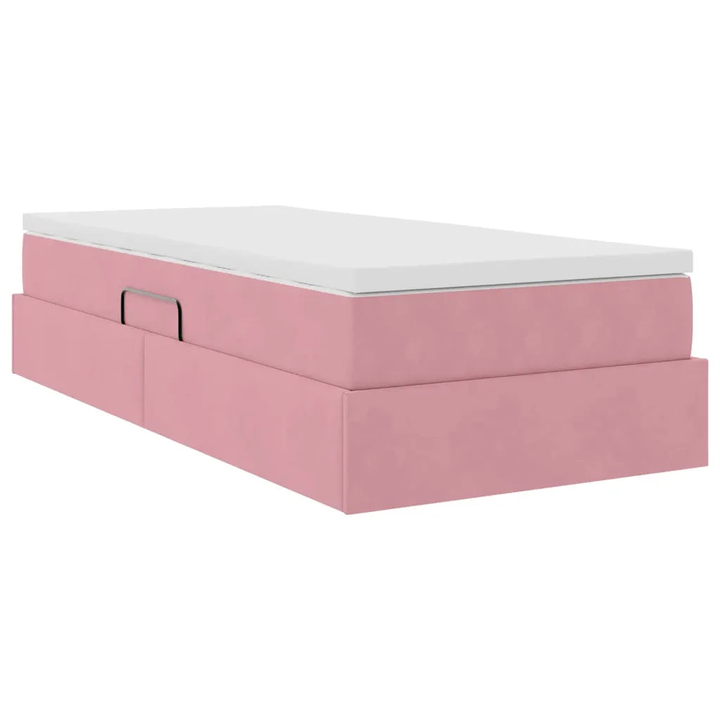 Letto con contenitore e materasso Rosa 90 x 200 cm Velluto 3370280