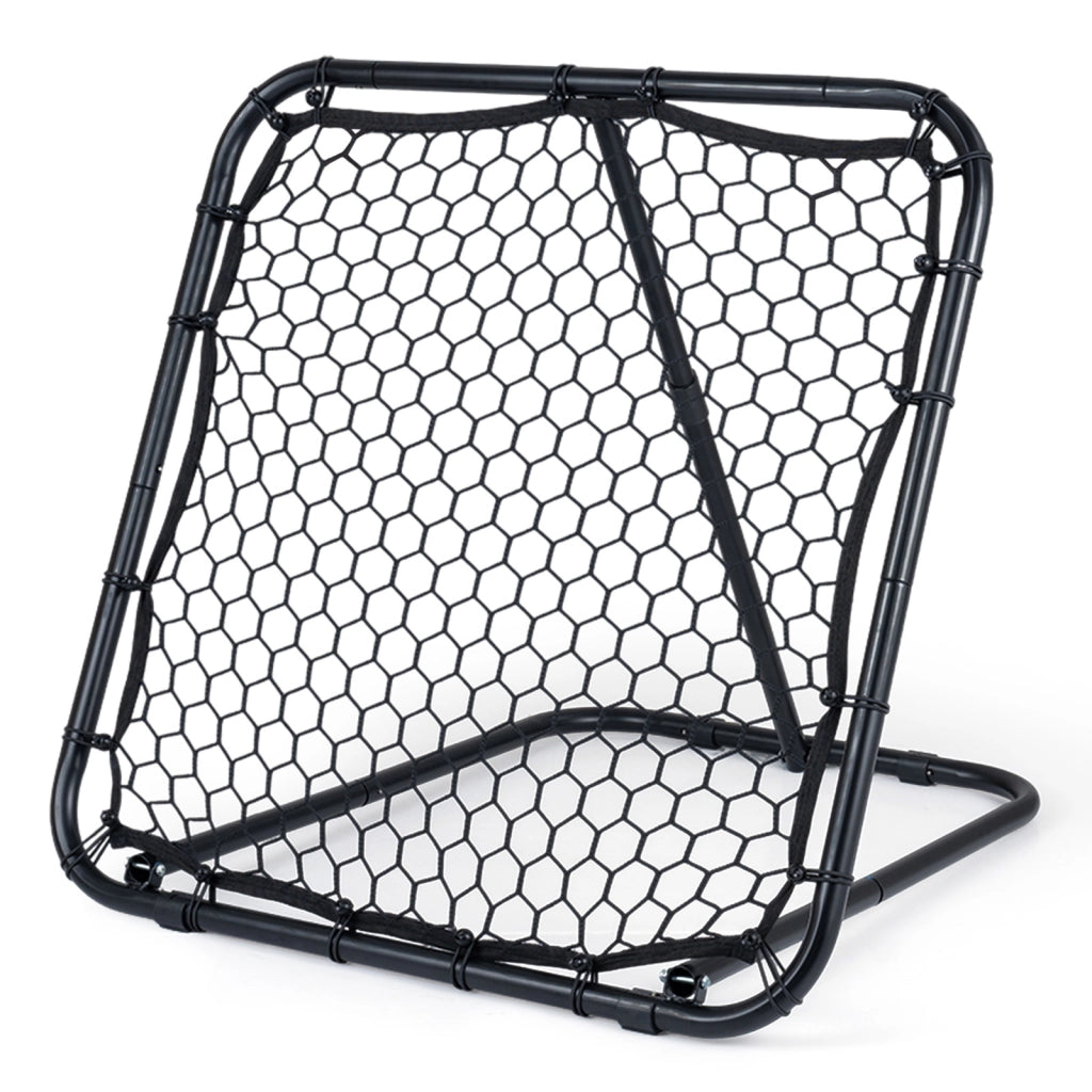 Porta da calcio pieghevole in metallo con rete da rimbalzo e 4 picchetti, Porta da calcio per pallavolo baseball e pallamano per bambini 6+ anni 101 x 96 x 101 cm