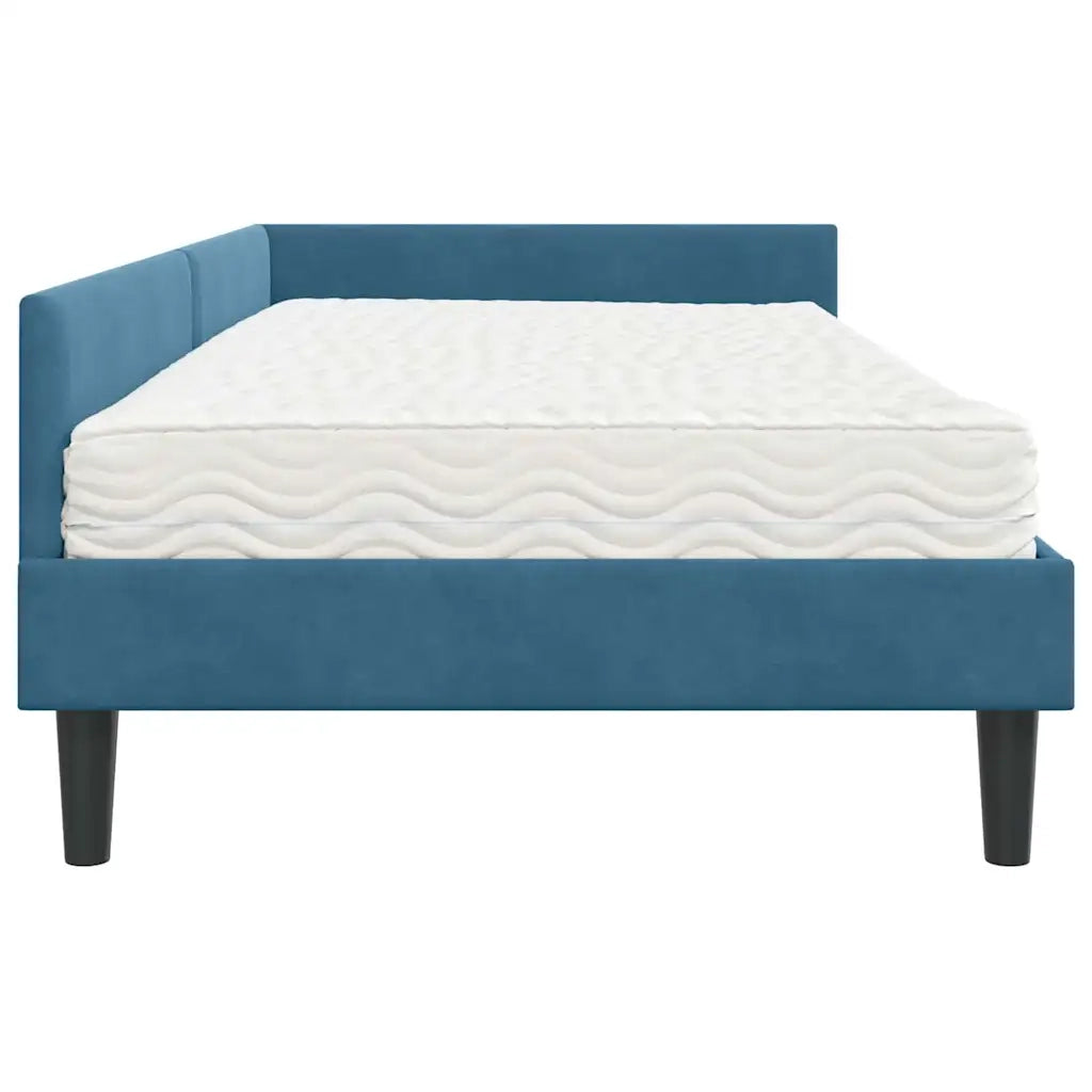 Letto singolo | Letto per adulti | Struttura Letto Angolare con Materasso Altro 2 pcs Blu Velluto