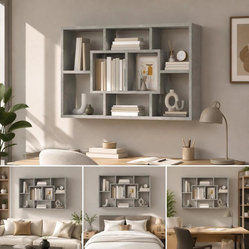 Wall Shelf, Concrete Grey, 85x16x52.5 Cm, Wood-based Material