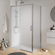 Box doccia angolare 90x130 cm profili cromati apertura scorrevole 130cm e parete fissa 90cm vetro 6mm opaco h190 | Cuba