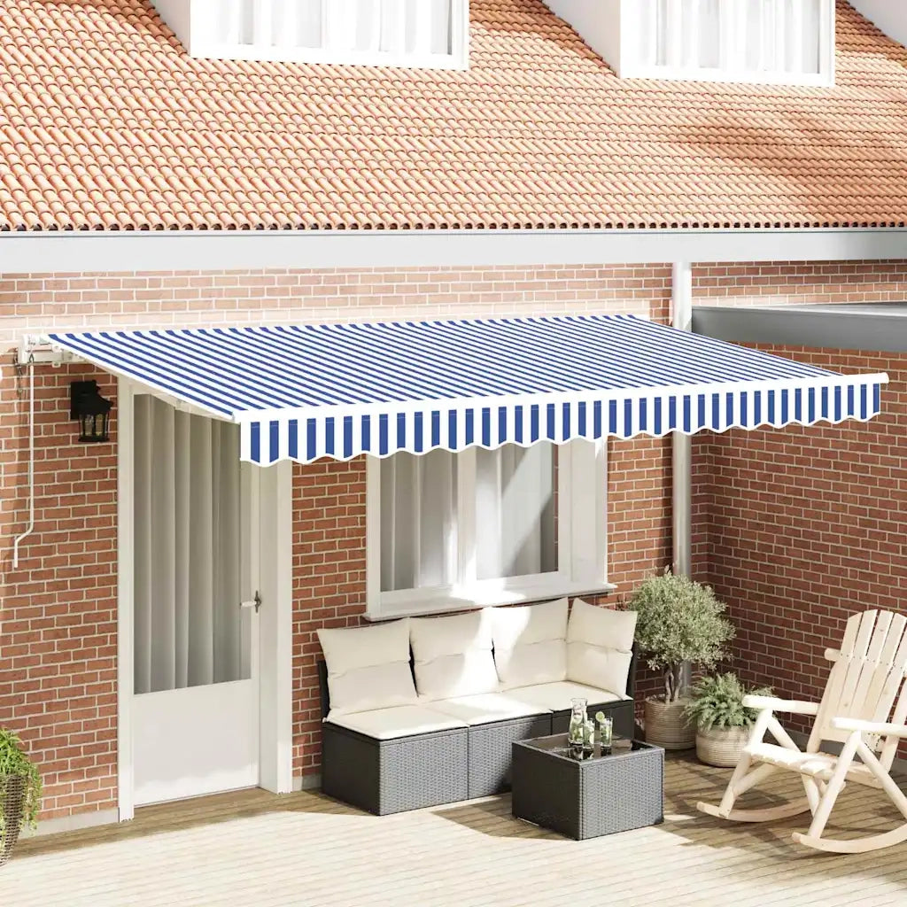 Tenda retrattile-Tenda parasole per balcone Blu 350 x 200 cm Tessuto 226644