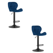 Sgabello VALORA WEST - Velluto blu navy con base nera x 2