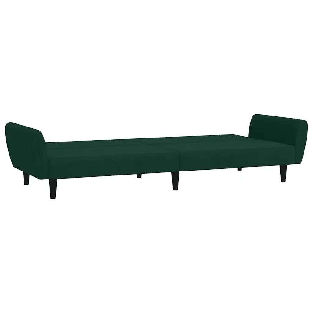Divano Letto a 2 Posti Verde Scuro in Velluto 375860