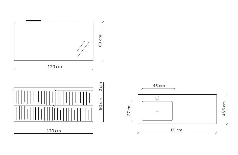 Composizione vasca SX 4 pezzi VENERE grigio opaco