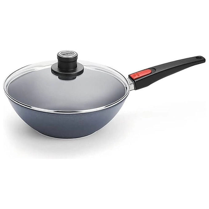 Woll WLL11030DPIL Diamond Lite Wok 30 cm Alluminio Antiaderente 1 Manico Coperchio Vetro Induzione colore Grigio