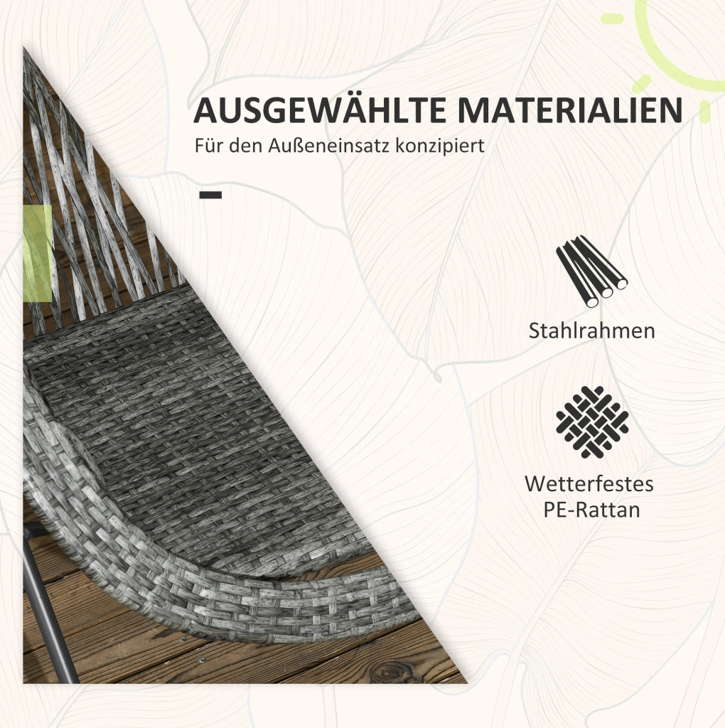 Set da balcone pieghevole grigio con tavolino e 2 sedie