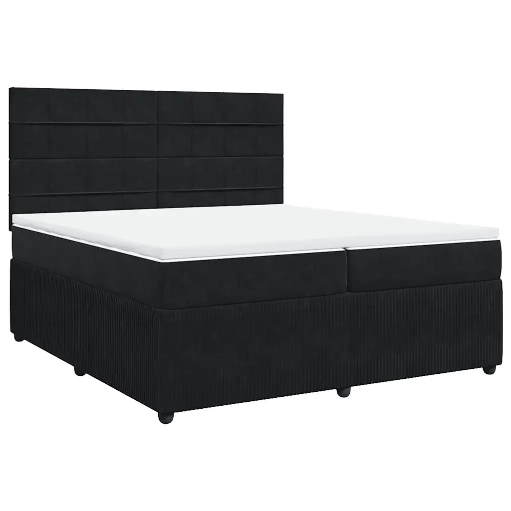 Giroletto a Molle con Materasso Nero 200x200 cm in Velluto
