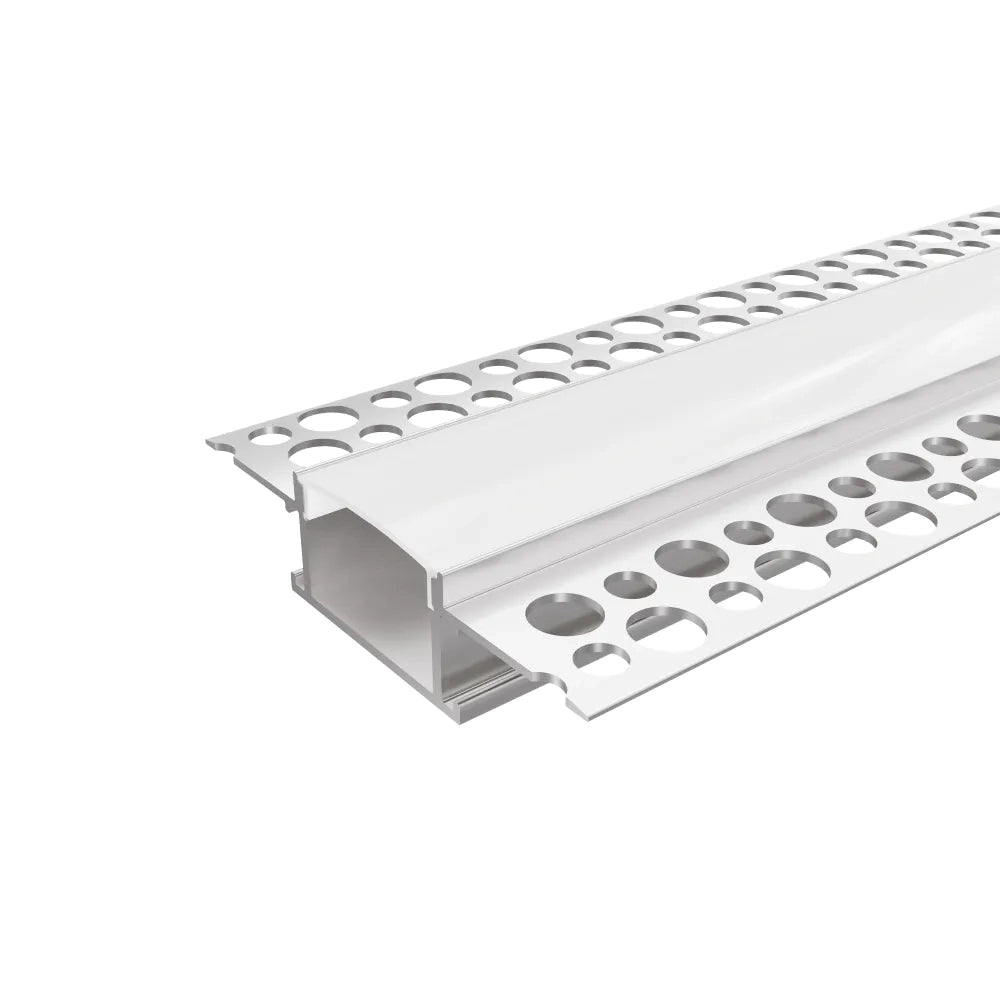 Profilo da incasso in alluminio silver 2mt per cartongesso per doppia striscia led