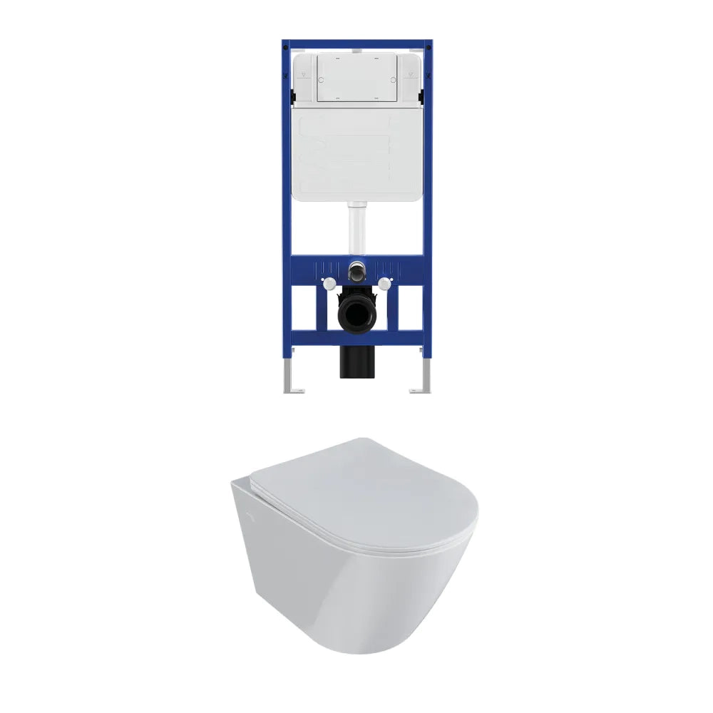 Kit WC sospeso e sistema di scarico da incasso mod. Vienna bianco lucido