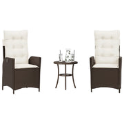 Set Bistrò 3 pz con Cuscini Marrone in Polyrattan 365274