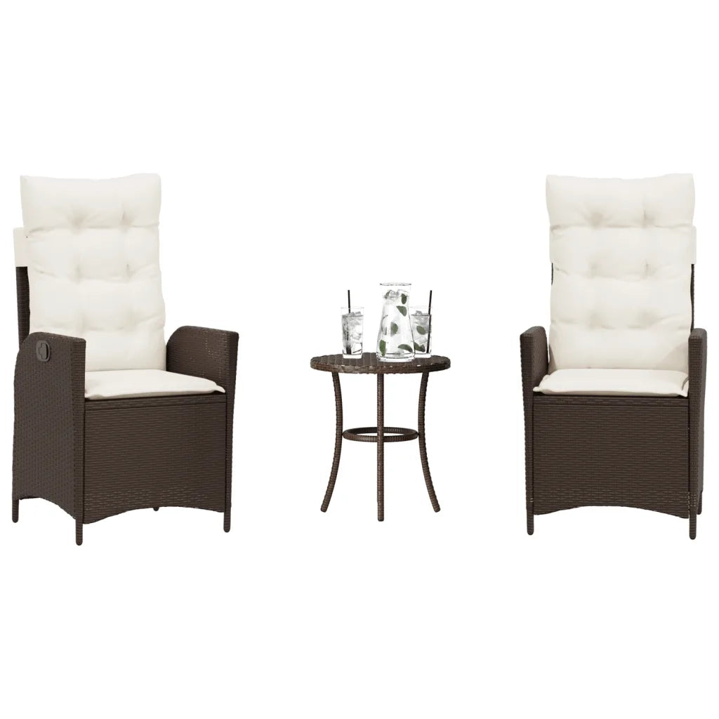 Set Bistrò 3 pz con Cuscini Marrone in Polyrattan 365274