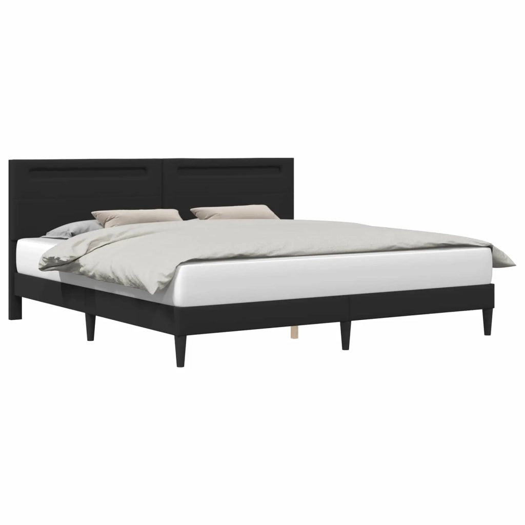 Struttura del letto con testiera-Giroletto Nero 180 x 200 cm Similpelle 282717
