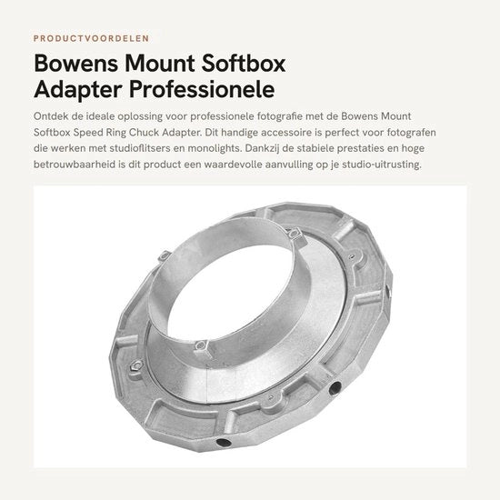 Adattatore per Softbox per Montaggio Bowens - Accessorio Fotografico Professionale - Argento - Prestazioni Stabili - Adatto per Flashe di Studio - Dimensioni Compresse