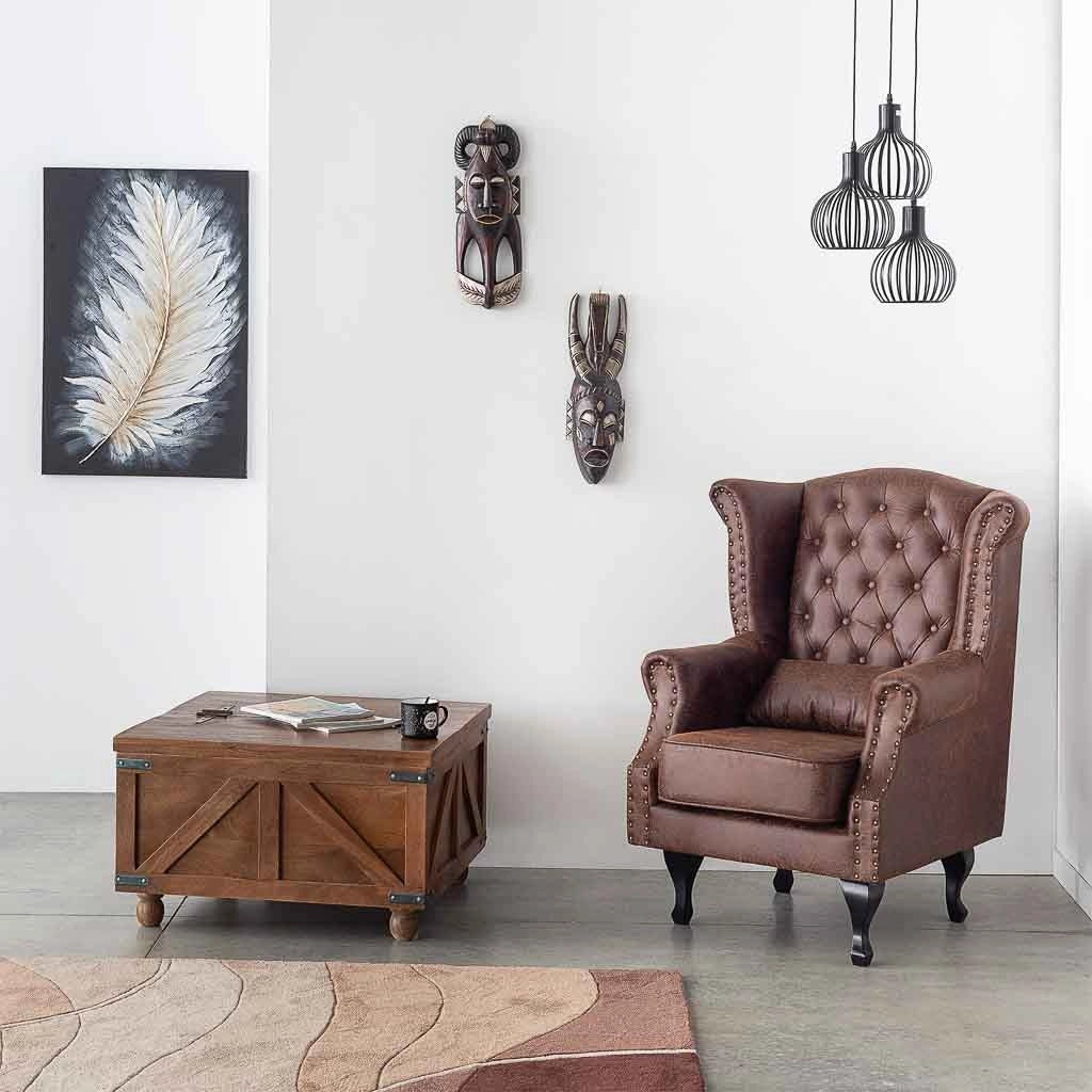 Poltrona in similpelle marrone 84x84x86h