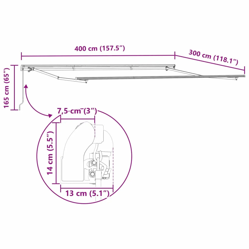 Tenda Retrattile Verde e Bianco 400 × 300 cm 3330719