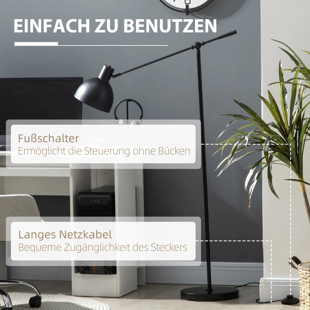 Lampada da terra industriale dimmerabile LED 10W luce calda, altezza regolabile, per interni