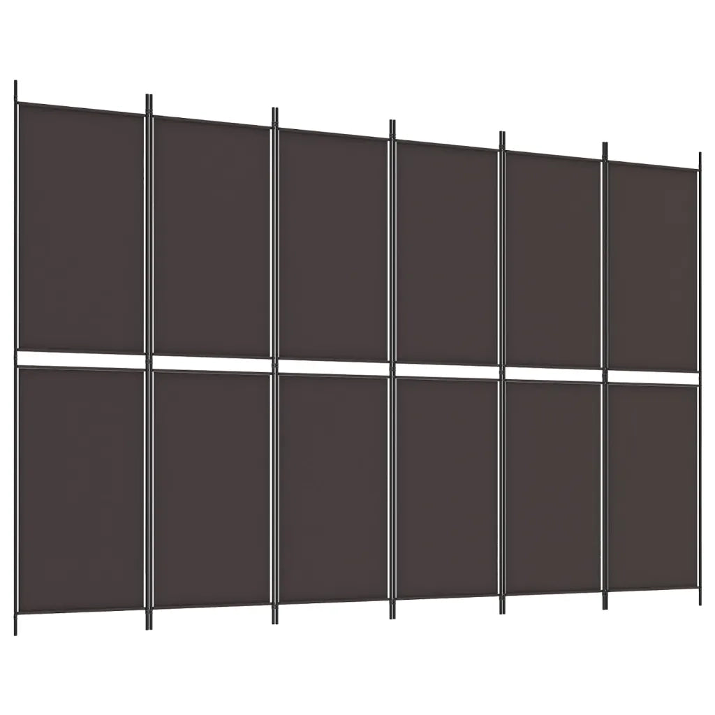 Divisorio Ambienti | Divider per stanze | Paravento a 6 Pannelli Marrone 300x200 cm in Tessuto