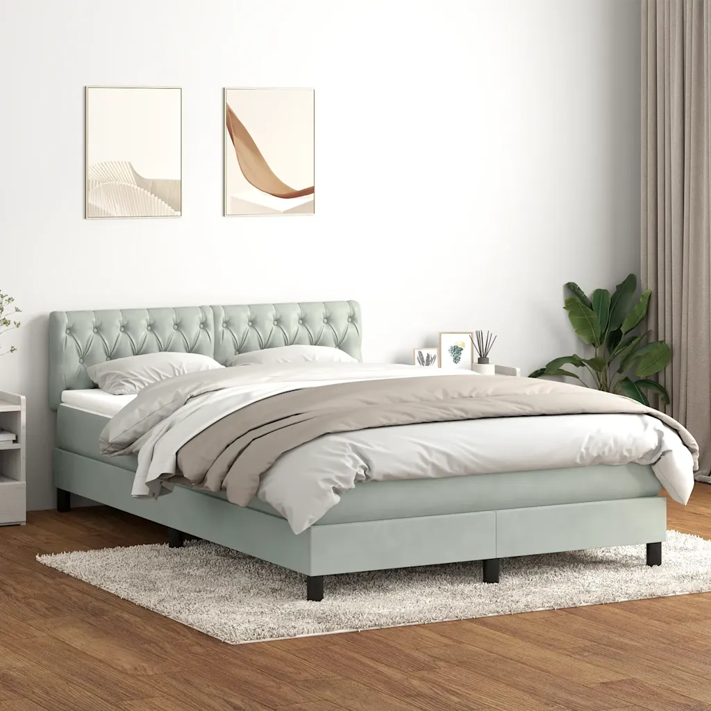 Giroletto a Molle con Materasso Grigio Chiaro 160x210cm Velluto 3316503