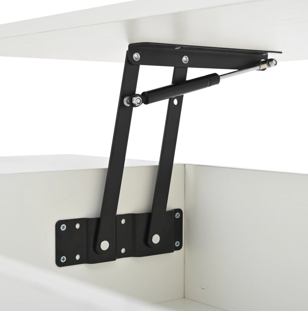 Tavolino da caff¨¨ elevabile 100x50 cm con LED, 2 cassetti e 2 sgabelli bianco