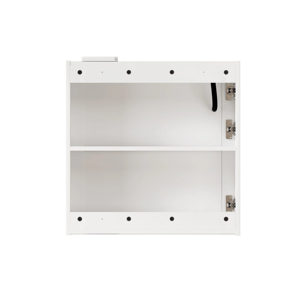 Armadio a specchio LED da parete 60 cm in MDF e vetro bianco