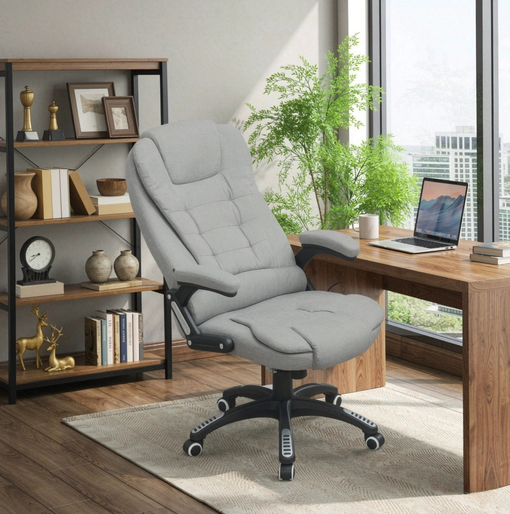 Poltrona da ufficio massaggiante riscaldata grigio chiaro 68x72x110-120 cm