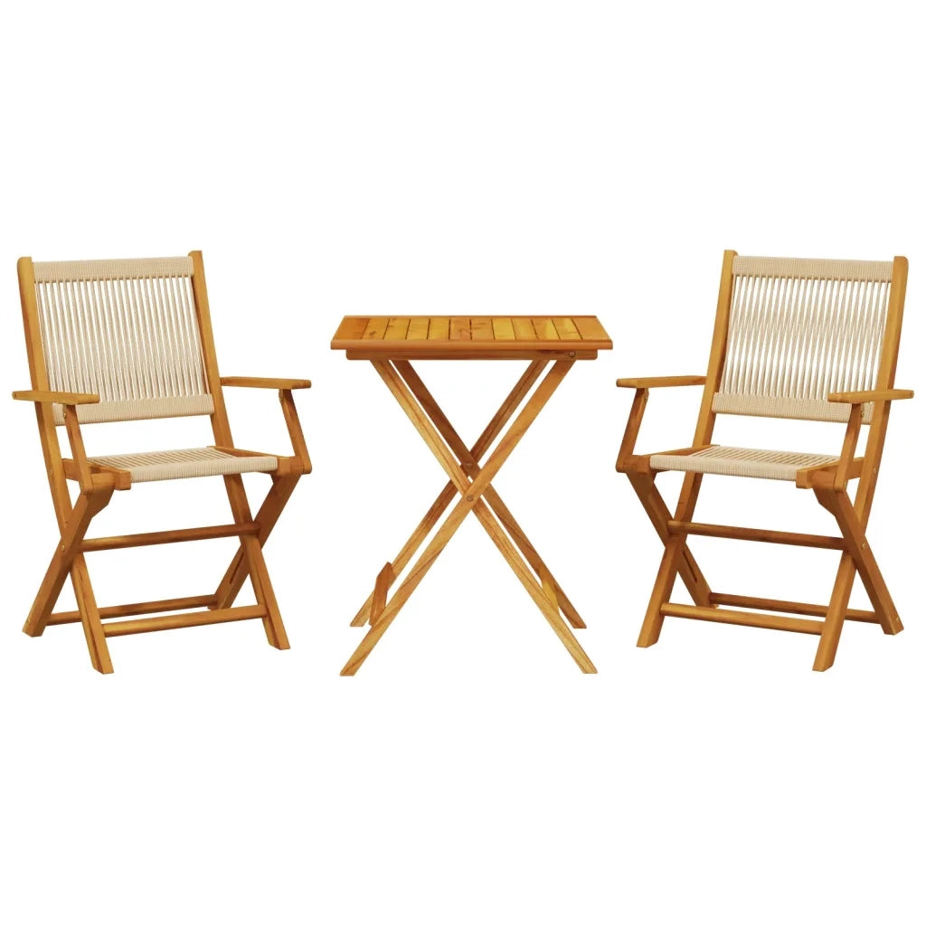 Set da Bistrot 3pz Beige in Polipropilene e Legno Massello 3281807