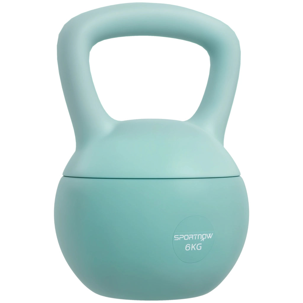 Kettlebell 6 kg ¨C Xylo ¨C Sabbia Metallica Impugnatura Antiscivolo Verde 19x28 cm